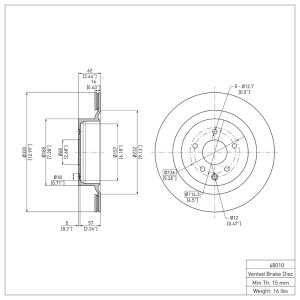 Infiniti G35 Brake Rotor (1) - Rear - R1 Concepts - Plain - `07-`15